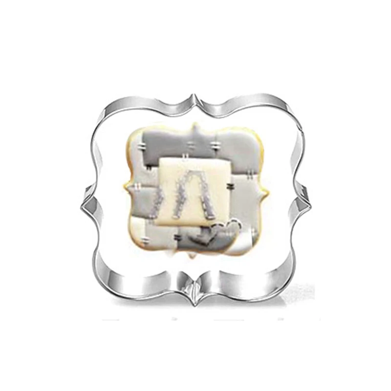

New Frame Cookie Press Stainless Steel Birthday Cookies Cutter Tools Ring Baking Tools For Cakes Mousse Kitchen Biscuits Stamp