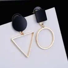 FAMSHIN Fashion Retro triangle Exaggerated Asymmetric Geometric Earrings Female Sweet Personality Gold Silver 2 Color Earrings