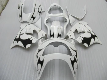 

Custom painted Fairing kits for Kawasaki ZX 9R 1998 1999 NINJA zx9r 98 99 black flames in white aftermarket fairings set TR13