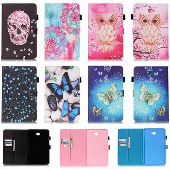 

Butterfly Skull Flower Pattern PU Leather Tablet Cover with Card Holder For Samsung Galaxy Tab A A6 10.1 2016 T585 SM-T580 T580N