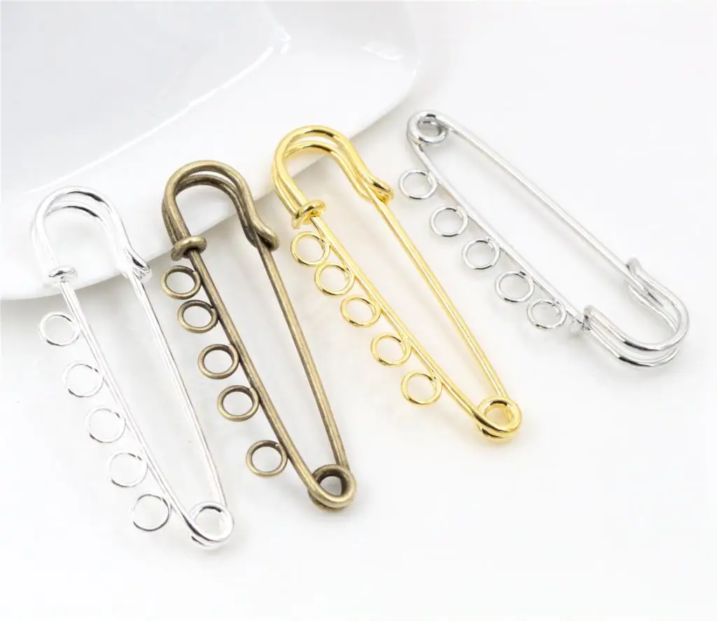 5pcs/lot 50*15mm Brooches Findings Classic 4 Colors Plated Brooch Pins
