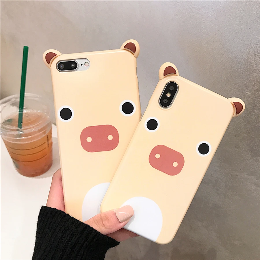 

case for iphone 7 8 plus xs max xr X case cover cute 3d cartoon pig blue ray soft silicon phone bag case for iphone 6 6s plus