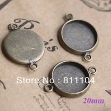 20 мм в античном стиле, из бронзы и меди заготовки круглые круг основания лотки 2 петли Bezels кулон браслет соединитель DIY CABs фурнитура оптом
