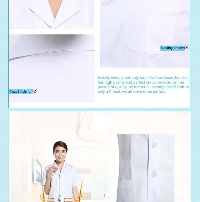 Free Shipping OEM hospital workwear doctor uniform long coat physician services hospital uniforme medico hot sale for summer