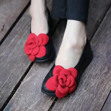 Г. весенняя женская обувь в художественном стиле женская обувь ручной работы с круглым носком Повседневная обувь на плоской платформе без застежки на плоской подошве с цветами