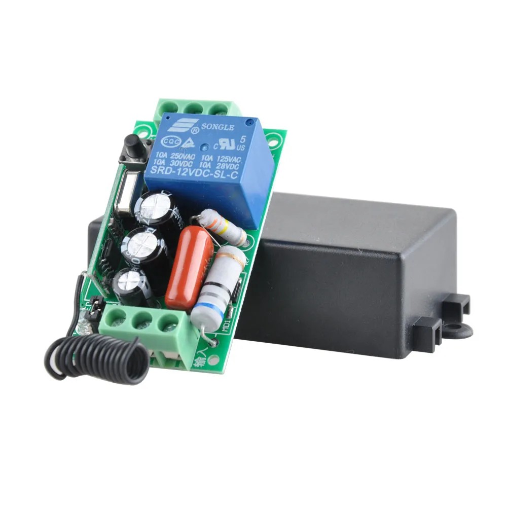 

AC 220V 1 CH 10A Relay Receiver RF Wireless Light Lamp LED Bulb Power Remote Receiver Learning Momentary Toggle Latched 315/433