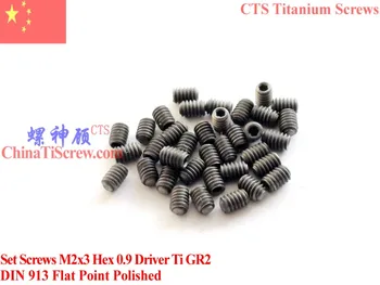 

Titanium Set Screws M2x3 DIN 913 Hex 0.9 Driver Flat Point 50 pcs Ti GR2