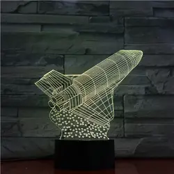 Usb светодиодный 3d-ночник пространство шаттл модель Иллюзия Lampara обувь для мальчиков Детские подарок декоративные огни самолет настольная