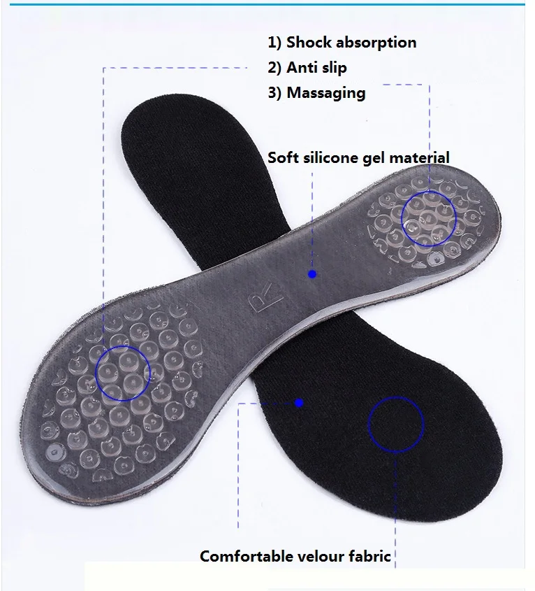 Женские силиконовые туфли на высоком каблуке, гель для стельки, противоскользящие, облегчающие боль в ногах, женская обувь, стелька обувь с массажным действием