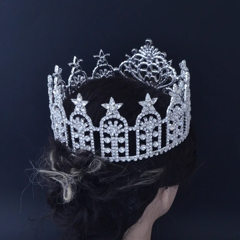 Красота Pageant Полный Круглый Crwns Австрийские, из горного хрусталя гарантия качества звезды мисс Корона Головные уборы высокое класс диадемы