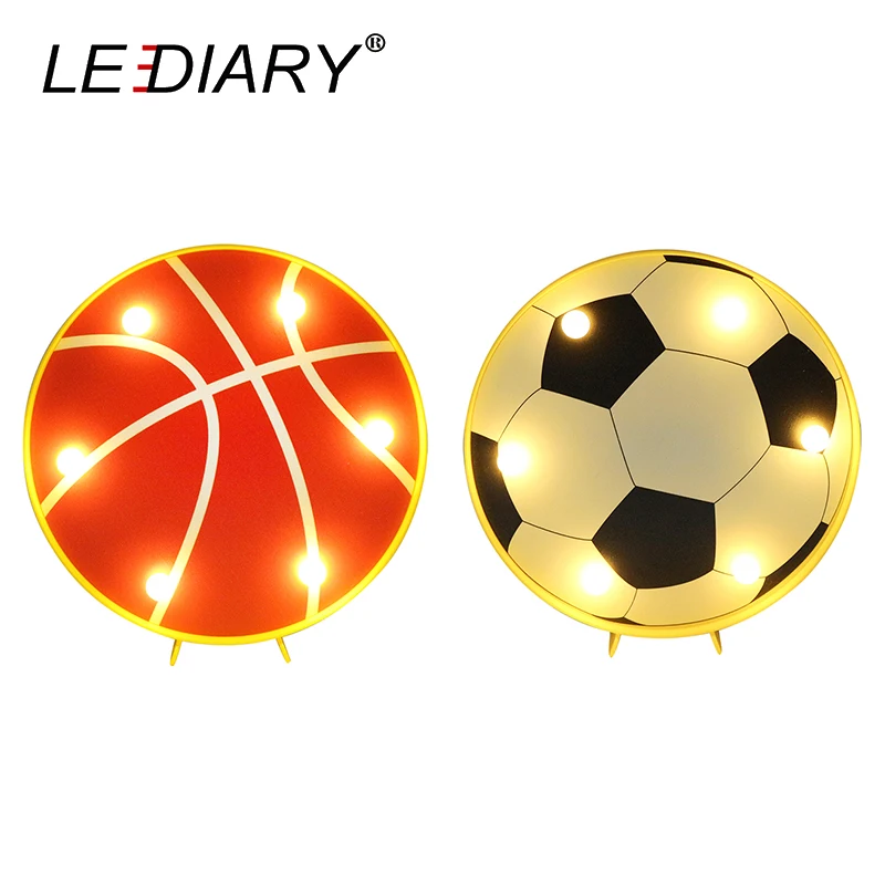 LEDIARY 3D LED Colorful Basketball Football Night Lights With USB Charger Home Holiday