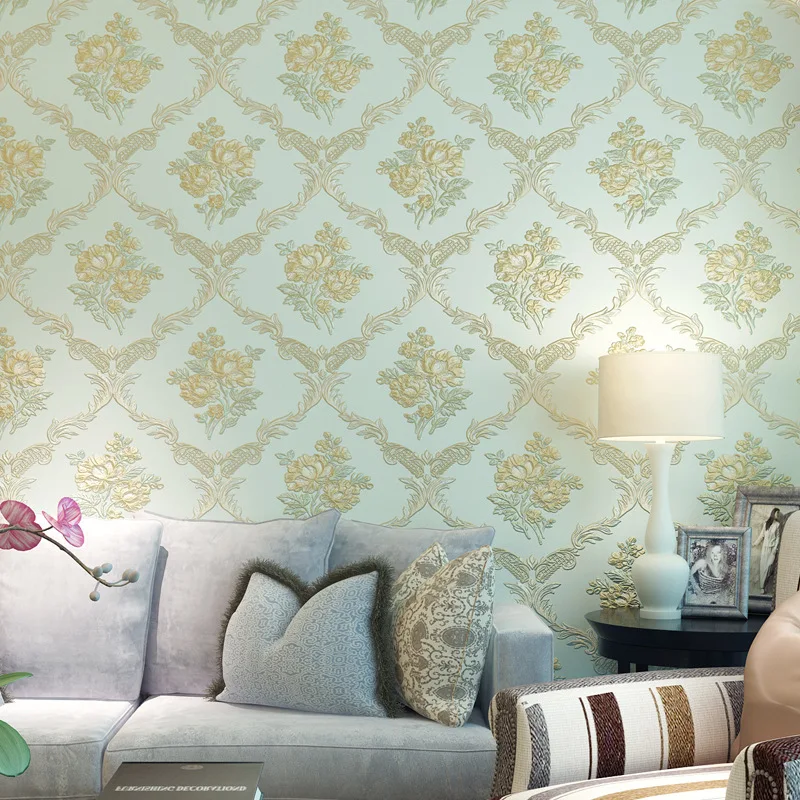 Thicken Non-woven Pastoral Floral Wallpaper roll papel de parede 3D Wall Paper Mural Wall paper for living room papel contact