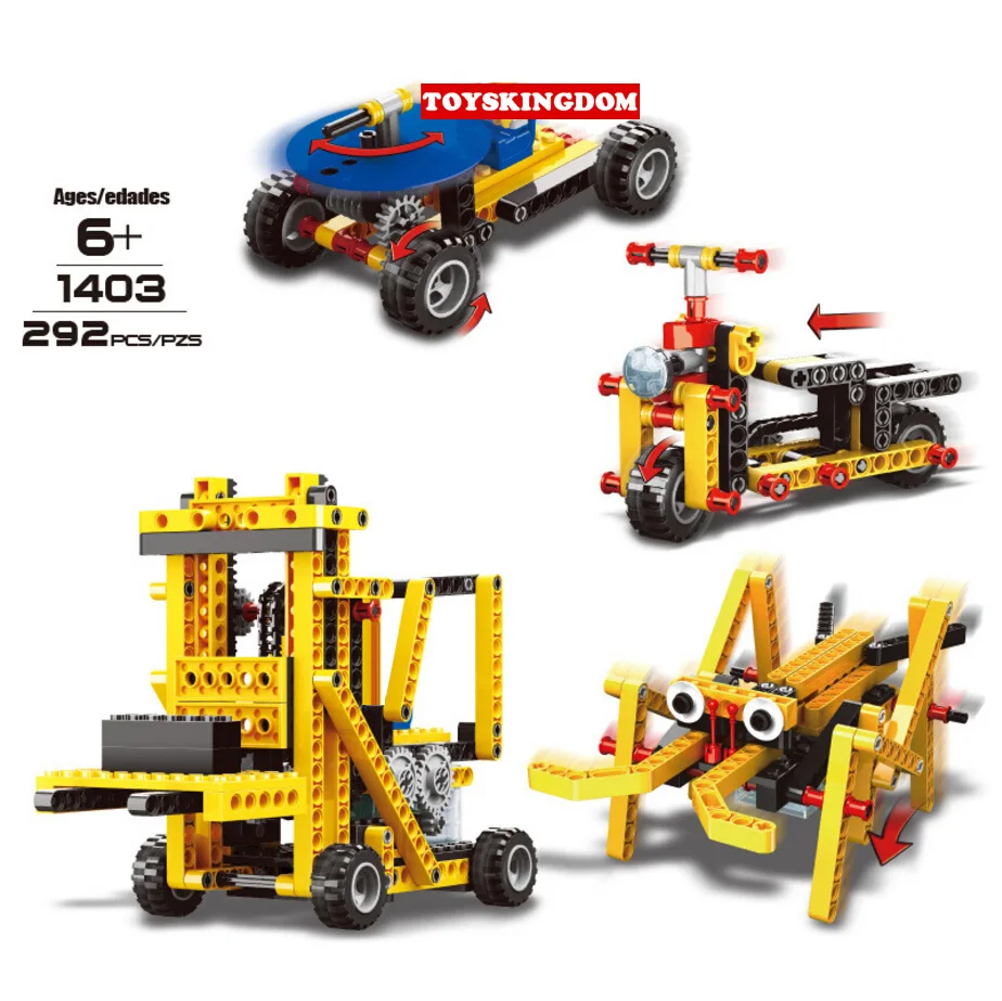 

Hot technics Wired remote control Forklift 4in1 building block motorcycle Rangefinder cars Cricket educational rc toy with light