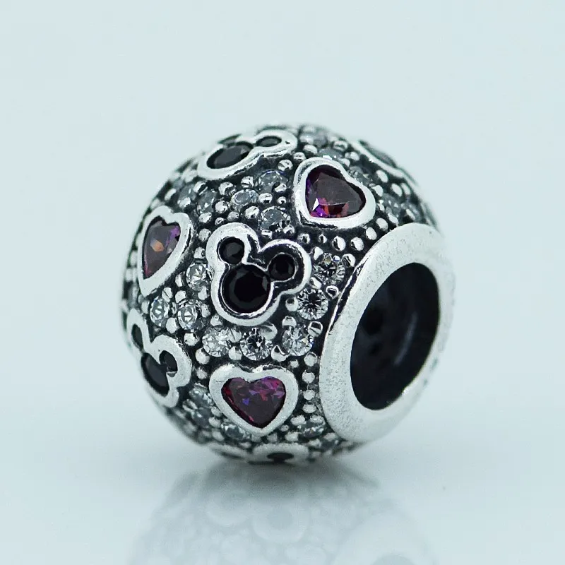 Silver bead 925 sterling silver jewelry balls Sparkling hearts Fits for