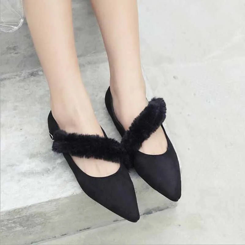 

2019 Women Flats Metal Buckle Pointed Toe Flat Shoes Women Loafers Leather Ladies Shoes Casual Slip On Shoes woman