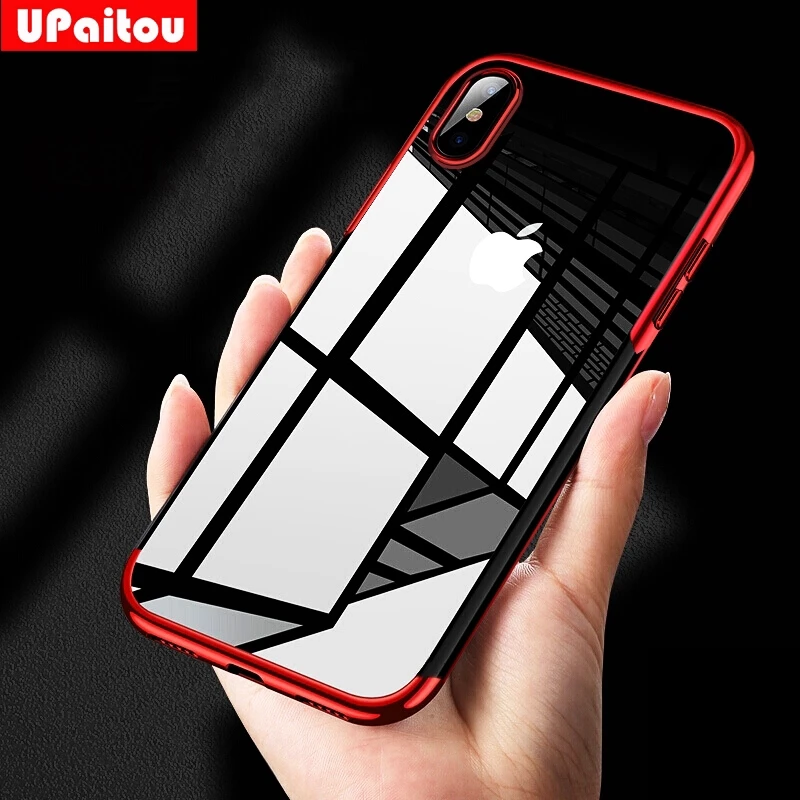 

UPaitou Luxury Gold Plating TPU Cases for iPhone XS XR XS Max Transparent Silicone Cover Clear Case for Apple XS XS Max XR Case
