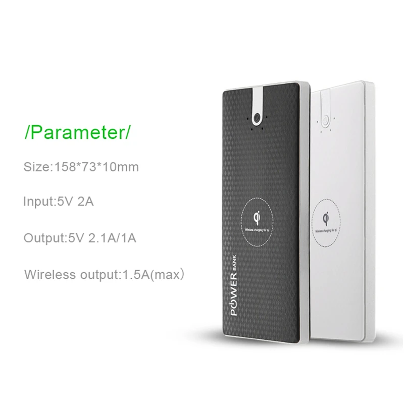 10000mAh Fast Charge Qi Wireless Charger Dual USB Phone Power Bank with LED Light External Battery for iPhone 8 X Samsung Note 8 10000mAh Fast Charge Qi Wireless Charger Dual USB Phone Power Bank with LED Light External Battery for iPhone 8 X Samsung Note 8