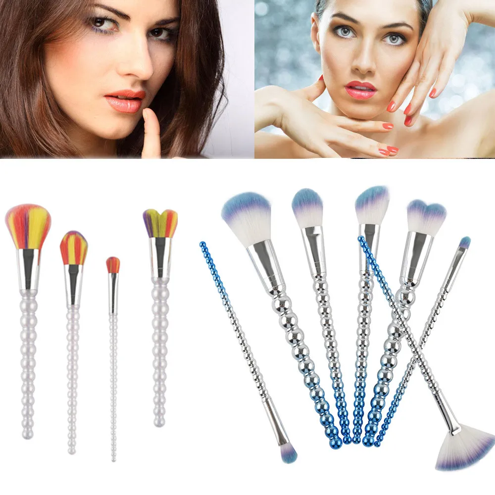 

Realer 7Pcs Pearl Make Up Foundation Eye shadow Makeup Brushes Eyeliner Brush which is suitable for quick makeup Anne