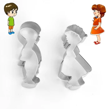 

2pcs Stainless Steel Cute Boy & girl Cookie Cutter Cake Decorating Fondant Cutters Tool Cookies Biscoito Baking Tool
