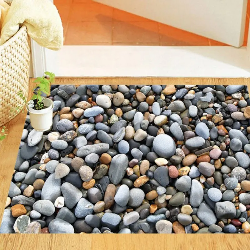 3D Cobblestone Floor Sticker Removable Mural Decals Wall Decoration Vinyl DIY Modern Bathroom Home Art Living Room Decor 50*70cm