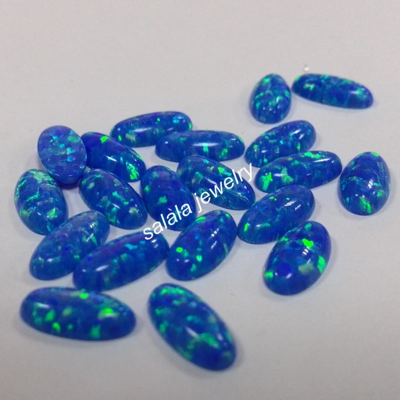 50pcs/lot Free Shipping 6x12 Mm Op27 Royal Blue Synthetic Fire Opal