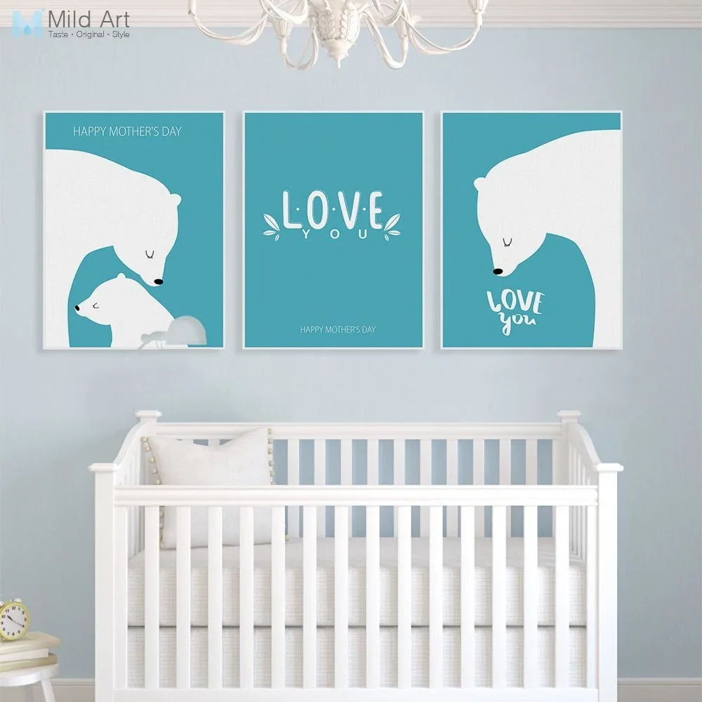 Постер с надписью милый полярный медведь и Love|art pictures|poster printwall art picture |