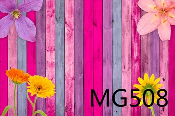 

Seamless Washable No Crease Wood Plank Fence Flowers Polyester Backdrop Decor Background Photography Studio Props Photographic