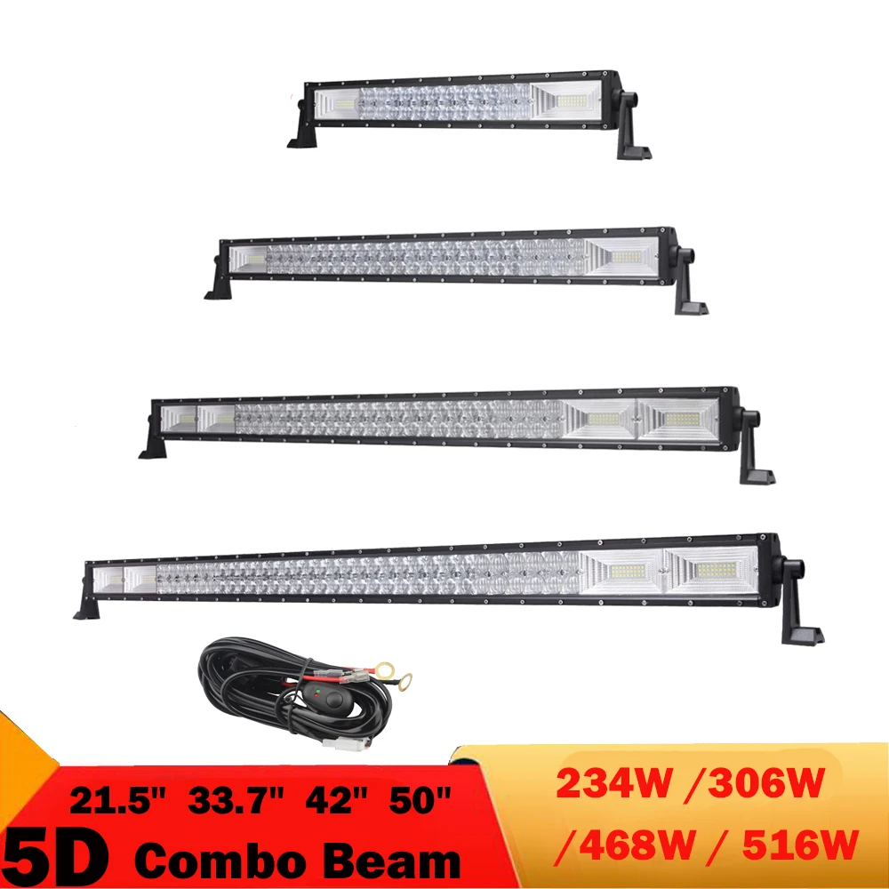 

21.5'' 33.7'' 42'' 50'' Offroad Dual Row LED Light Bar 5D LENS Combo Beam LED Bar Light 12v 24v Car Truck SUV 4x4 4WD LED Bar