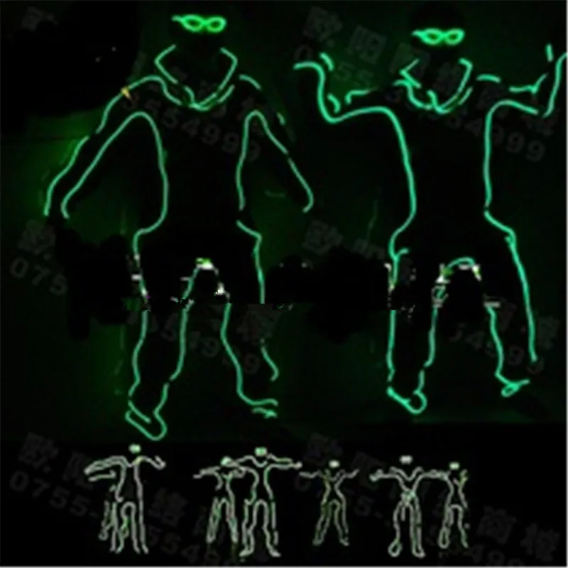 Special Price High Quality Led Flashing Robot Suits EL Wire Dance Costume And Glasses Stage Wear For Club, Bar, DHL Free Shipping