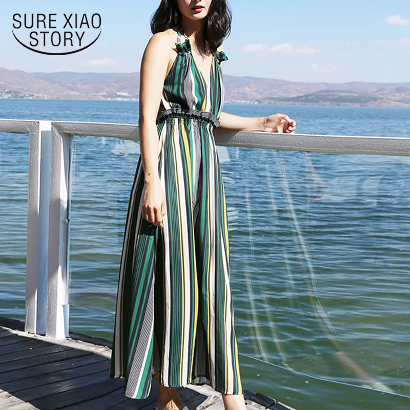 

summer beach sexy deep V women dresses spaghetti strap striped dresses women clothing casual fashion 2018 new dresses 0225 40