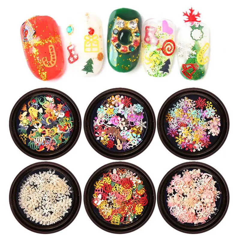 

White Snowflake Nail Sequins Merry Christmas Metal Flakies Manicure Nail Art 3D Decorations