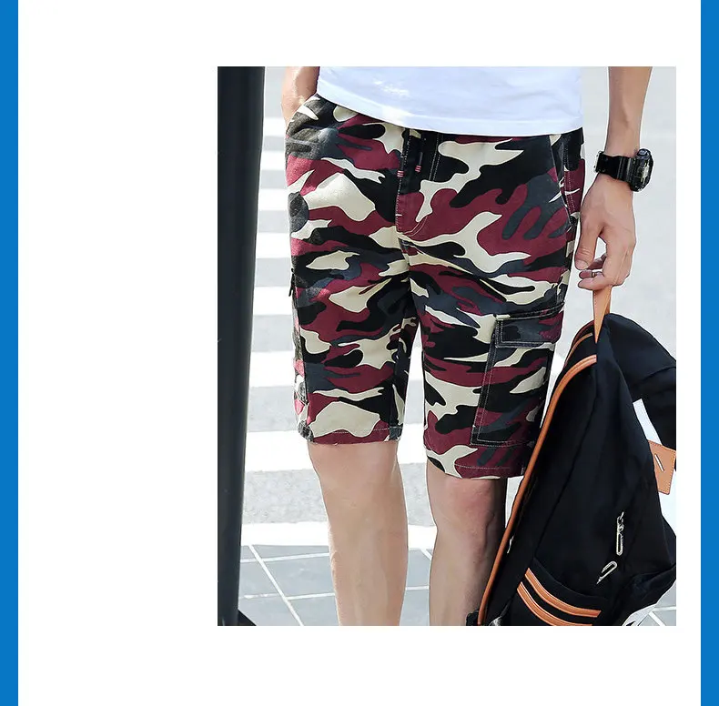 100% Cotton Shorts Men Summer Camouflage Sports Shorts Quality Beach Male Short Pants Breathable Fashion Plus Size Boardshorts 08