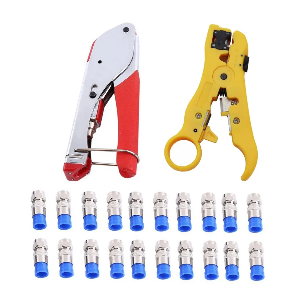 F Head Press Plier Crimping Pliers Coaxial Cable Wire Kit Tool Crimper Alicate Stripping Spanner Seperator Set | Инструменты