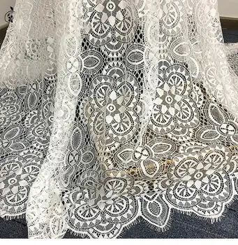 

GLace 3M/Lot High Quality Eyelash Lace Fabric Diy Exquisite Lace Embroidery Clothes Wedding Dress Accessories TX1048
