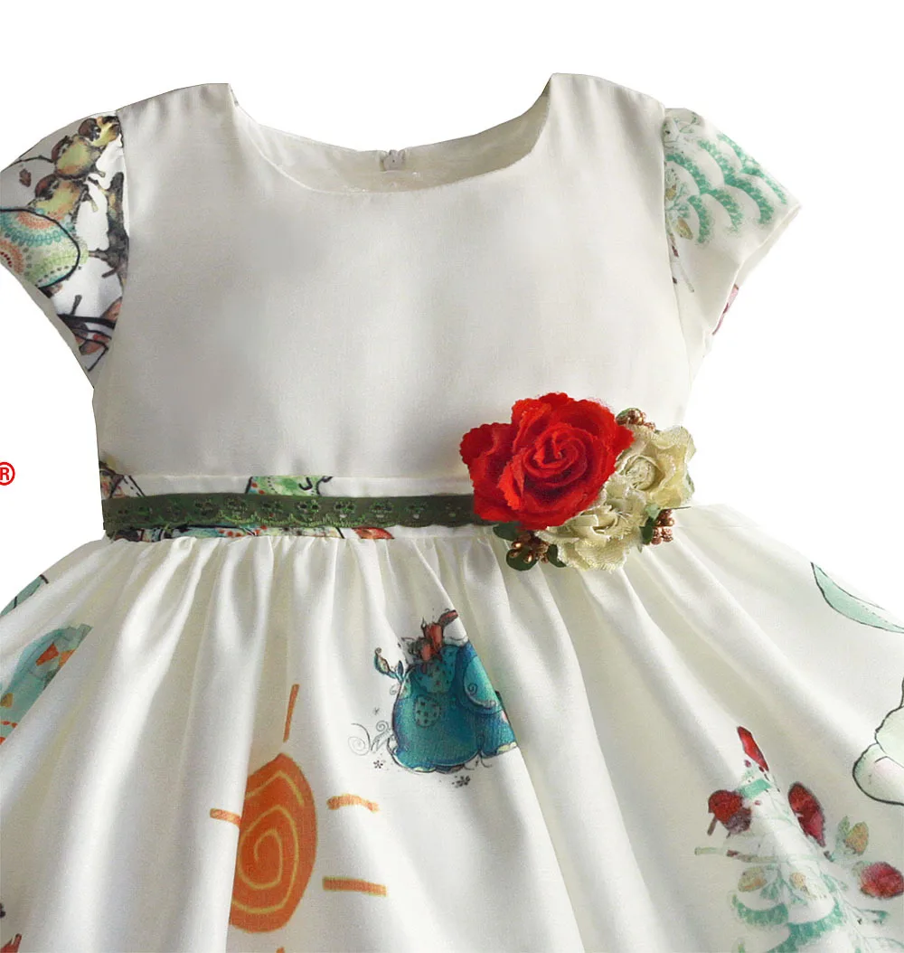 Hetiso/летнее платье для девочек детская одежда с рисунками животных платье для маленьких девочек с кружевным поясом платье принцессы для девочек размер на 1 до 6 лет