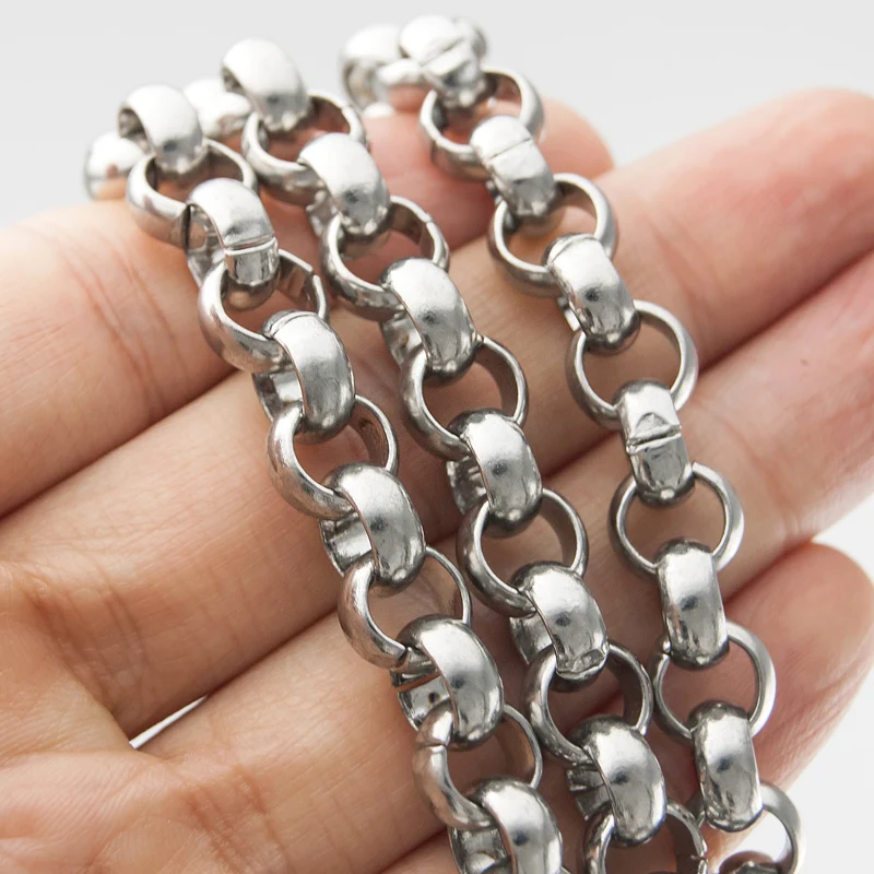 

stainless steel bracelet for men big rolo chain 10mm 0.39" rock style strong man chain mens bracelets bangle wristband