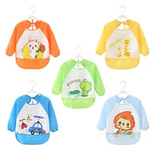 Детские нагрудники для новорожденных принт мультяшных животных фартук с длинным рукавом накидка для творчества водонепроницаемые нагрудники для малышей поедание картины Одежда