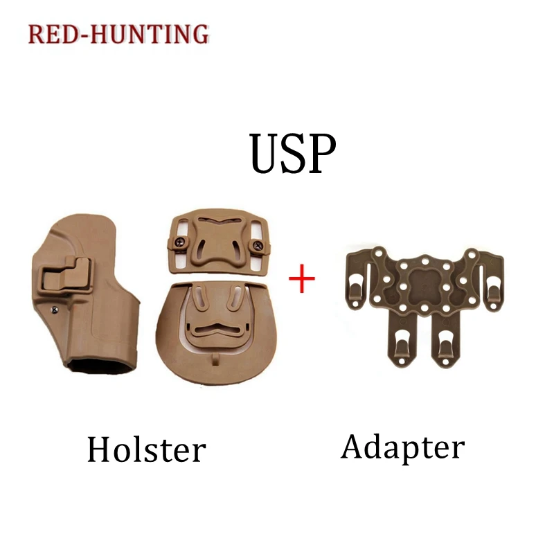 

Hunting CQC Belt Holster USP Gun Holster Tactical Hard Plastic Gun Case With Gun Sling Molle Adapter For HK USP Coyote/Khaki/Tan
