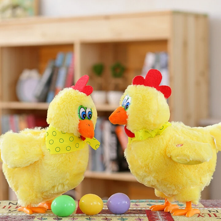 1pc vente chaude intéressant chanter et danser frénétiquement poules pondeuses sous électrique peluche jouet mignon poupée pour enfants grand cadeau