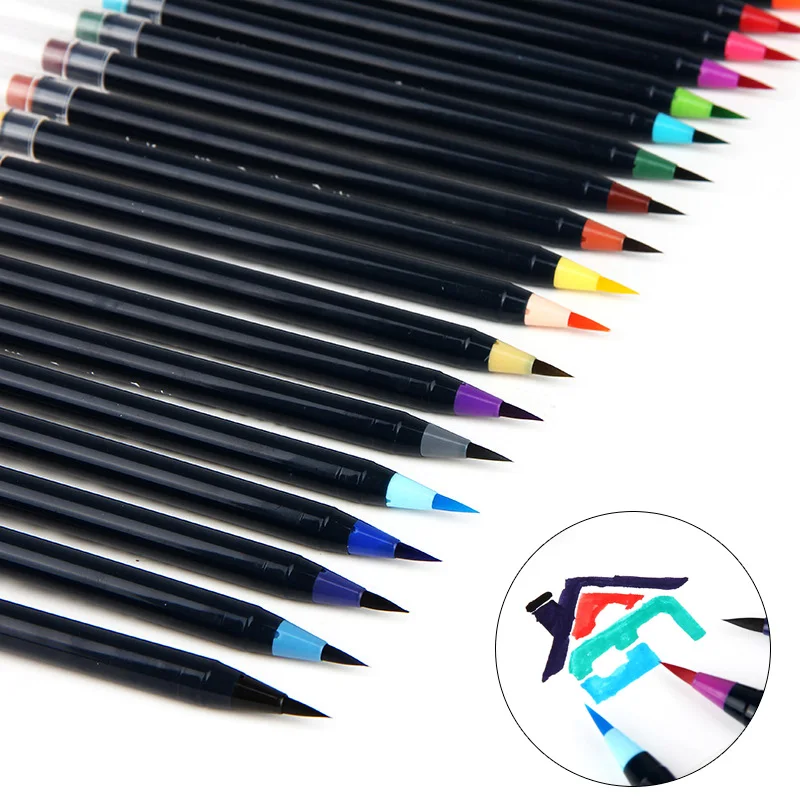 20 Цвета мягкая ручка набор акварель фломастеры для рисования ручка для рисования каллиграфии рисования раскраски школьные принадлежности