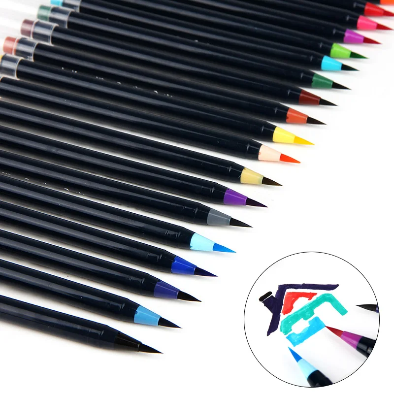 

20 Colors Soft Brush Pen Set Watercolor Painting Markers Pen For Drawing Calligraphy Sketching Coloring Books School Supplies