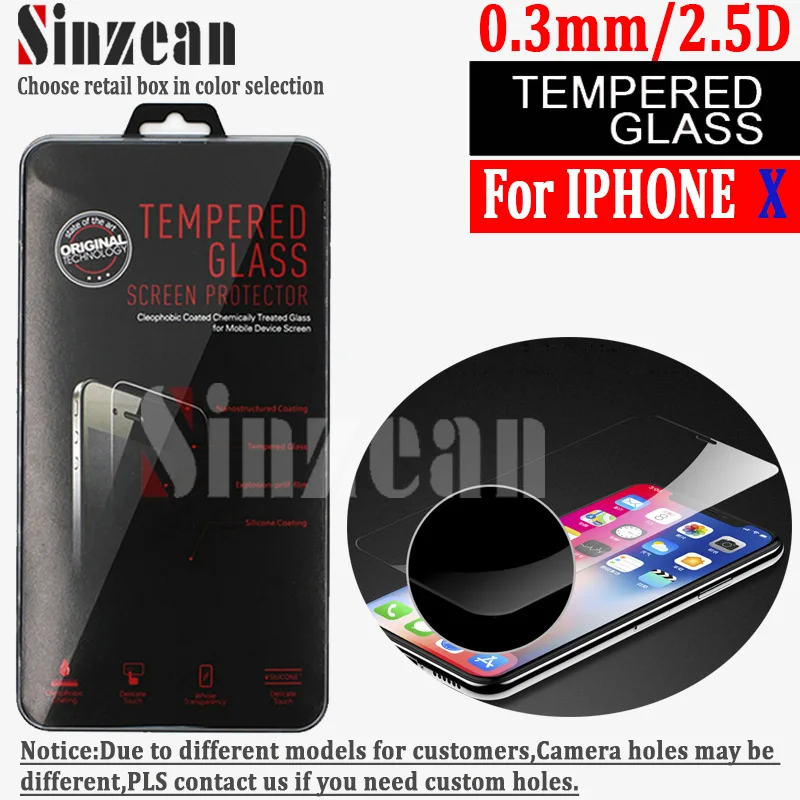 Sinzean 50PCS For iphone X/XS/XR Tempered Glass screen protector 0.3mm 2.5D with retail package Sinzean 50PCS For iphone X/XS/XR Tempered Glass screen protector 0.3mm 2.5D with retail package
