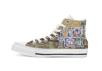 

American City New York Sports Teams Design Unisex High Top Canvas flat Casual Custom shoes Drop Shipping
