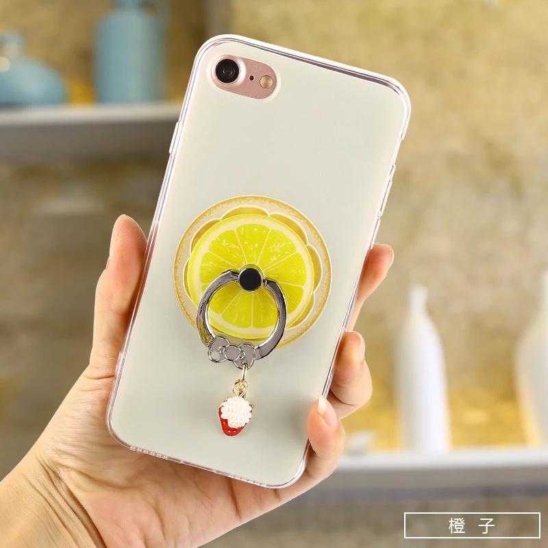 3D Fruit Cases For iphone 7 6 Case TPU Fundas For iphone 8 6s Se 5s 7 Plus Cover Bag With Ring Soft Back Phone Case Cute Rope 23