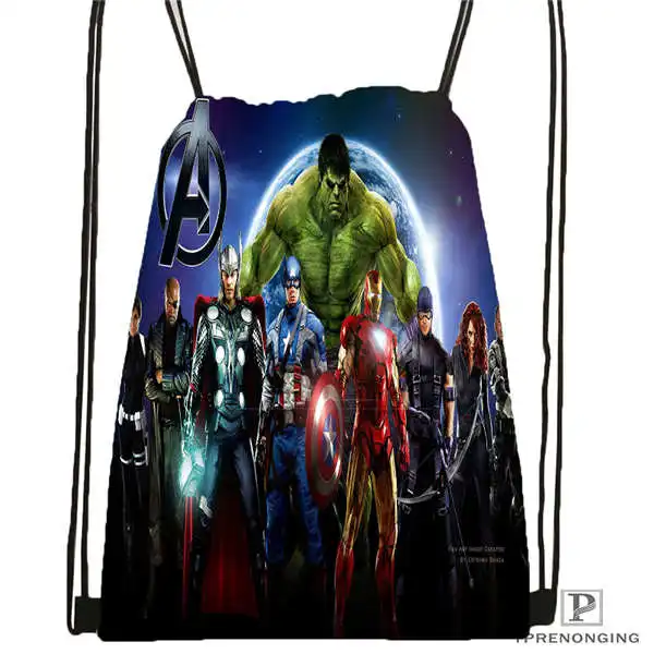 Пользовательские avengers_age Drawstring сумка-рюкзак милый рюкзак детский Ранец(черный назад) 31x40 см#180612-02-30