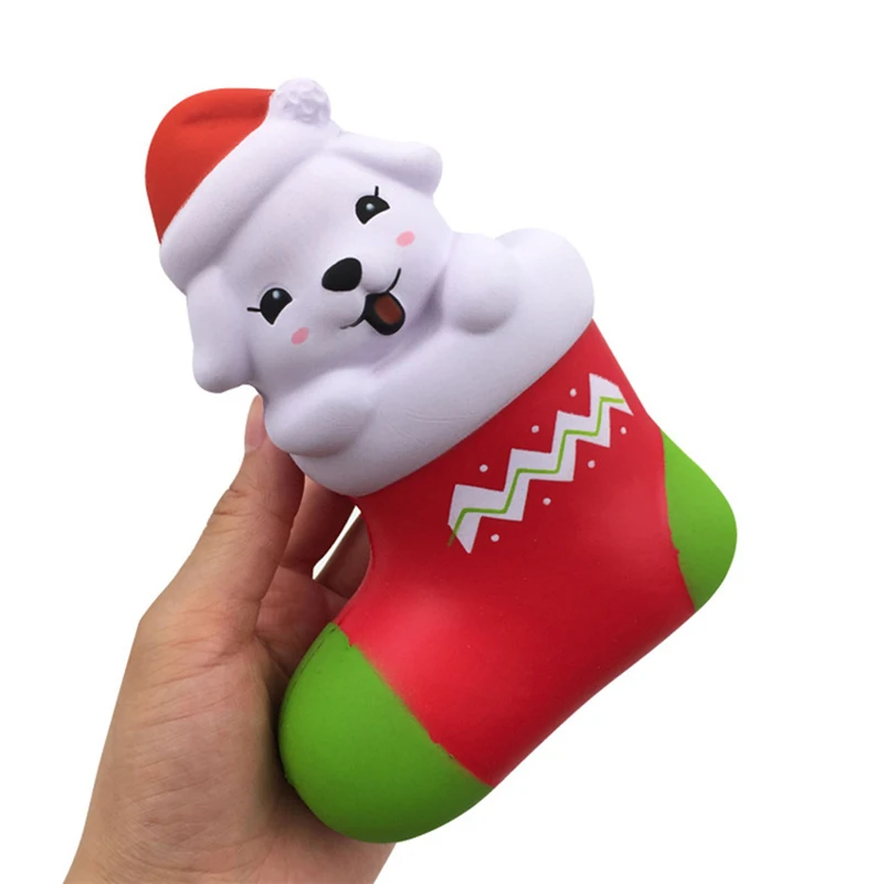 Squishy Slow Rising 15cm Christmas Socks Dog kawaii Squishy Jumbo Unpack the toy Charms Squeeze Phone Strap Squish kid Juguetes