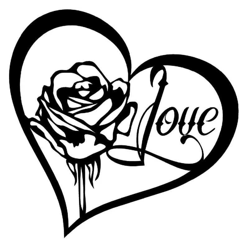 15.5X15.5CM ROSE HEART LOVE Vinyl Decal Sticker Car Window Car styling Accessories S8 0197in
