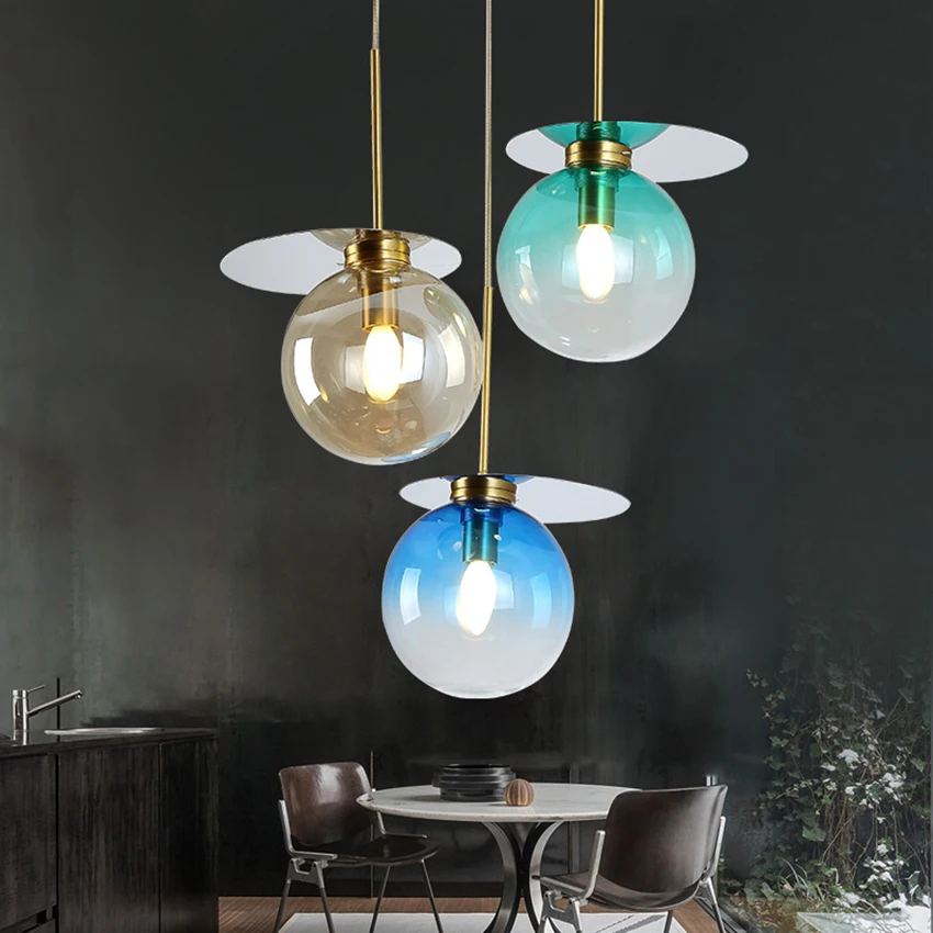

Nordic Colorful Glass Pendant Lights Modern Led Pendant Lamp Living Room Restaurant Office Decor Lighting Hanging Lamp Luminaire