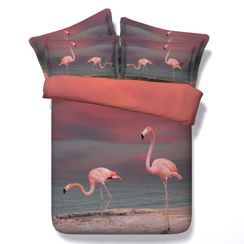 3D Flamingo Bedding sets Comforter Queen size duvet cover bed sheet