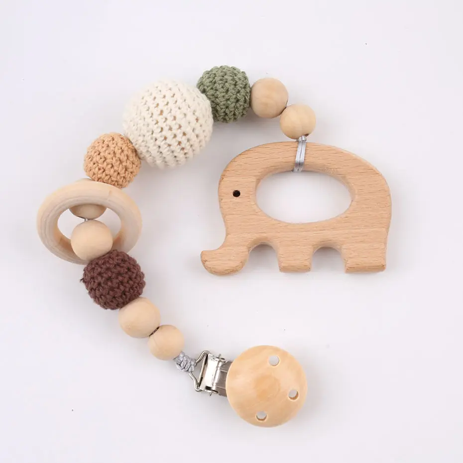 1PC Food Grade Wooden Elephant Pendant Crochet Beads Soother Clip Baby Shower Gift Infant Feeding Baby Accessories Pacifier Clip 1PC Food Grade Wooden Elephant Pendant Crochet Beads Soother Clip Baby Shower Gift Infant Feeding Baby Accessories Pacifier Clip